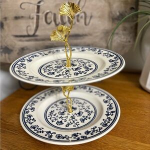 2 Tiered Dessert Stand Homer Laughlin Sturbridge Pattern